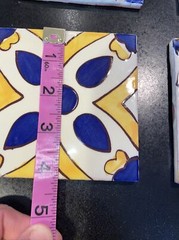 SET 4 Terracotta Gloss 4″ tile Mexico Classic cobalt blue yellow mediterranean