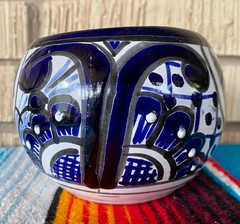 Mexican Ceramic Flower Pot Planter Folk Art Pottery Handmade Talavera #2