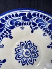Talaveta Bowl Hand Painted Mexican Ceramic Blue White Mexico D’casa 6”
