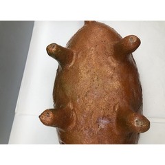 Vintage Terra Cotta Glaze Red Clay Fish Shape Tabletop Warmer w/Defect READ NOTE