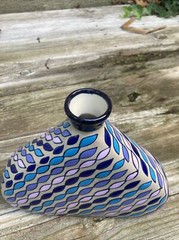 Vtg 1996 Javier Servin Mexico 8” Triangle Mexican Pottery Geometric Modern Vase