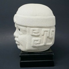 Handmade Maya Olmec Head Modern Art