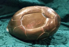 Vintage Mexican Tonala Ceramic Pottery Metal Brass Hand Painted Swan Duck Bird