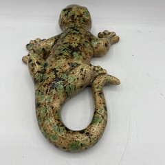 Ceramic Lizard Gecko Decorative Art Cantina Decor Beige Brown Green