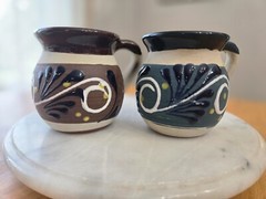 Talavera Coffee Mugs Set Round Pot Belly Mexican Folk Art Handpainted