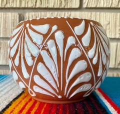 Mexican Ceramic Flower Pot Planter Folk Art Pottery Handmade Talavera #1