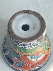 Talavera Mexican Art Pottery Flower Pot Planter Handmade Folk Art Signed