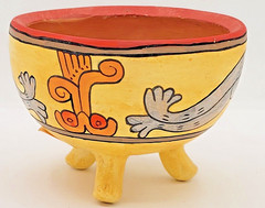 Belize SIGNED Handmade Painted Clay Bowl OOAK by Mac 4″ Folk Art Art Pottery