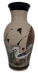 Ken Edwards Tonala stoneware pottery floor vase bird snake butterfly vintage