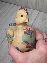 Vintage Hand Painted Chicken Folk Art Cottagecore Primitive Chick Hen Heart Read