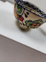 Signed Mexico Q Pottery Bowl Dipping Sauce Hand Painted 2.25″ Set of 4