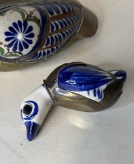 Vintage Tonala Ceramic and Brass Pelican Figurine w/ Small Shelf Bird Bundle