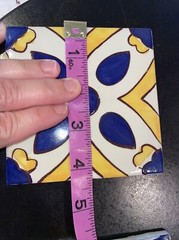 SET 4 Terracotta Gloss 4″ tile Mexico Classic cobalt blue yellow mediterranean