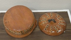 Traditional Mexican Cazuela de Barro Terracotta Clay Lidded Casserole Set