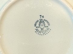 Vtg 1970s Hand Painted Mexican Pottery ANFORA Set of 4 Handled Soup Bowls Modern