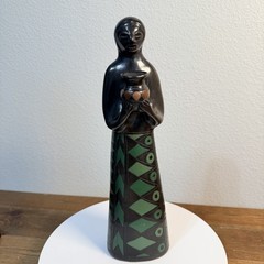 Vtg Oaxaca Mexico Black Pottery Folk Art Sculpture Woman Manuel Felguerez Style