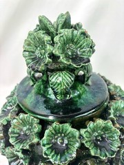 Green Glazed Hilario Alejos Madrigal Michoacan Pottery Pineapple Pot w/ Lid 7”