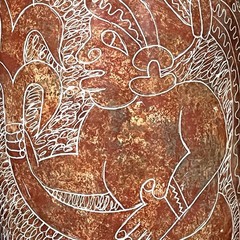 Handmade Mexican Red Clay Pottery Vase Etched Mata Ortiz Style Vintage 9-1/2″