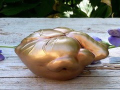 Anatomical Gold Heart Clay Ornament Handmade Mexican Folk Art Love Token Sm Sz