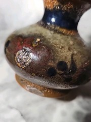 Vintage Mexican Stoneware Pottery Single Salt Shaker Primitive Glaze Handpainted