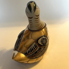 Vtg Tonala Mexico Pottery Duck Figurine Armored Brass Scales Hand Painted 5.5″ H