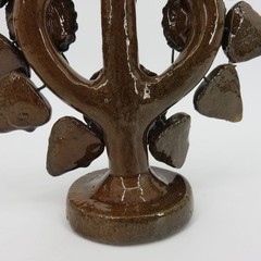 Tree Of Life Pottery Single Candleholder Candelabra Mexican Folk Art Flower Leaf