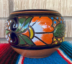 Mexican Ceramic Flower Pot Planter Folk Art Pottery Handmade Talavera #11