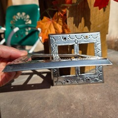 Mexican Punch Tin Double Rocker light switch plate cover Folk Art Silver