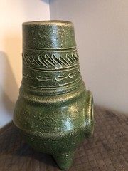 Table Top Chiminea Pottery Green Hand Made 8 Pounds Solid House Decor