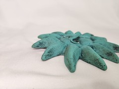 VTG Green Terracotta Folk Art Clay Pottery Wall Hanging Sun Face 5″ Chipped