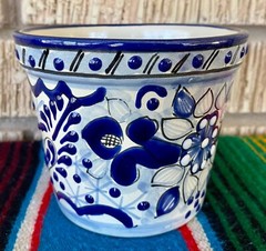 Mexican Ceramic Flower Pot Planter Folk Art Pottery Handmade Talavera #8