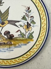 Talavera Trivet Hot Plate Hand Painted Mexico Gorgeous! 6.5″ Round BIRD YELLOW