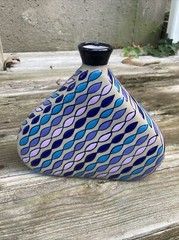 Vtg 1996 Javier Servin Mexico 8” Triangle Mexican Pottery Geometric Modern Vase