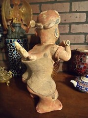 14″ Western Mexico Pre-Classic Style Reproduction Clay Warrior Figure (Modern)