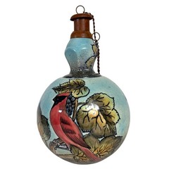 Talavera Tabletop Oil Lamp Cardinal of Peace VTG Artist Sign Outdoor Patio Torch