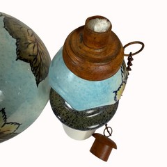 Talavera Tabletop Oil Lamp Cardinal of Peace VTG Artist Sign Outdoor Patio Torch