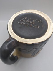 HANDCRAFTED MARA ART POTTERY MUG Southwest CACTUS MEXICO Musician Flute Music