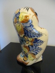 Mid Century Modern Mexican Tonala Folk Art Pottery Hand Painted Owl 10″ Statue!