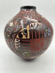 Mata Ortiz Pottery Artist Meimo Varelo Mexican Pottery Seed Pot 6″H 4.5″W