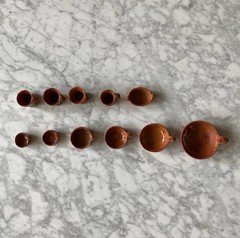 Lot collected handmade clay miniature dishes vase South tea set Central America