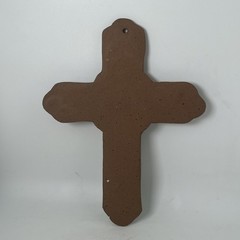 Handmade Pottery Textured Glazed Clay Mexican Religious Wall Cross Dove