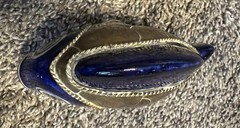 Unique Ceramic Fish Brass Covered With Twisted Edging Detail Figure Armored Fish