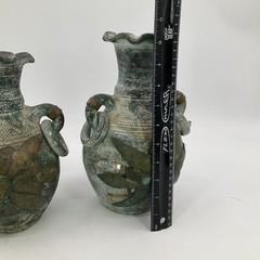 2- Mexican Folk Art Pottery Stone and Brass Chimnea’s Outdoor/ Indoor