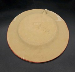 1930s Mexico Folk Art Hand Painted Wall Plate Bird Floral 12½”
