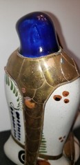Vint Tonala Mexican stretching cat ceramic Figurine decorated with brass scales