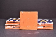 SET 10 Talavera Pottery 4″ tile Mexico Classic cobalt blue yellow mediterranean