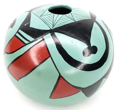 VTG 1950s Manuel Olivas Mata Ortiz Green & Black Paquime Pottery Jar New Arrival