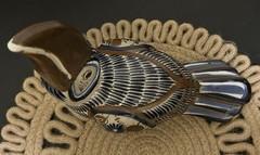 LOT OF 4 TONALA MEXICAN FOLK ART POTTERY FIGURES BRASS DUCK TOUCAN