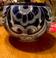 ⭐️Talavera Pottery Planter Blue & White Mexico Vine Pattern Classic Flowers