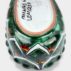 Talavera Camacho Mexico Lead Free Oval Dish 7.5″ Hand Painted Green Bowl